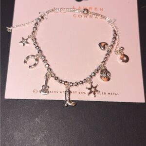 Lauren Conrad Silver Western Charm Beaded Bracelet